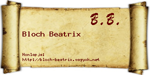 Bloch Beatrix névjegykártya